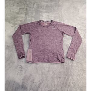 Nike Dri-Fit Sz S Long Sleeve-Purple Thumb Slots Reflective Sleeves Running C12